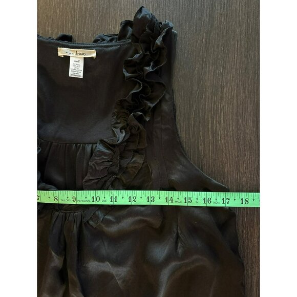 Trinity Black Silk Sleeveless Ruffled Tunic Top Size S - Picture 4 of 5